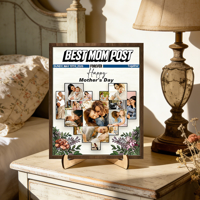 Personalized The Best Mom Sign Custom Two-layer Wooden Plaque with Stand Mother's Day Gift Birthday Gift 