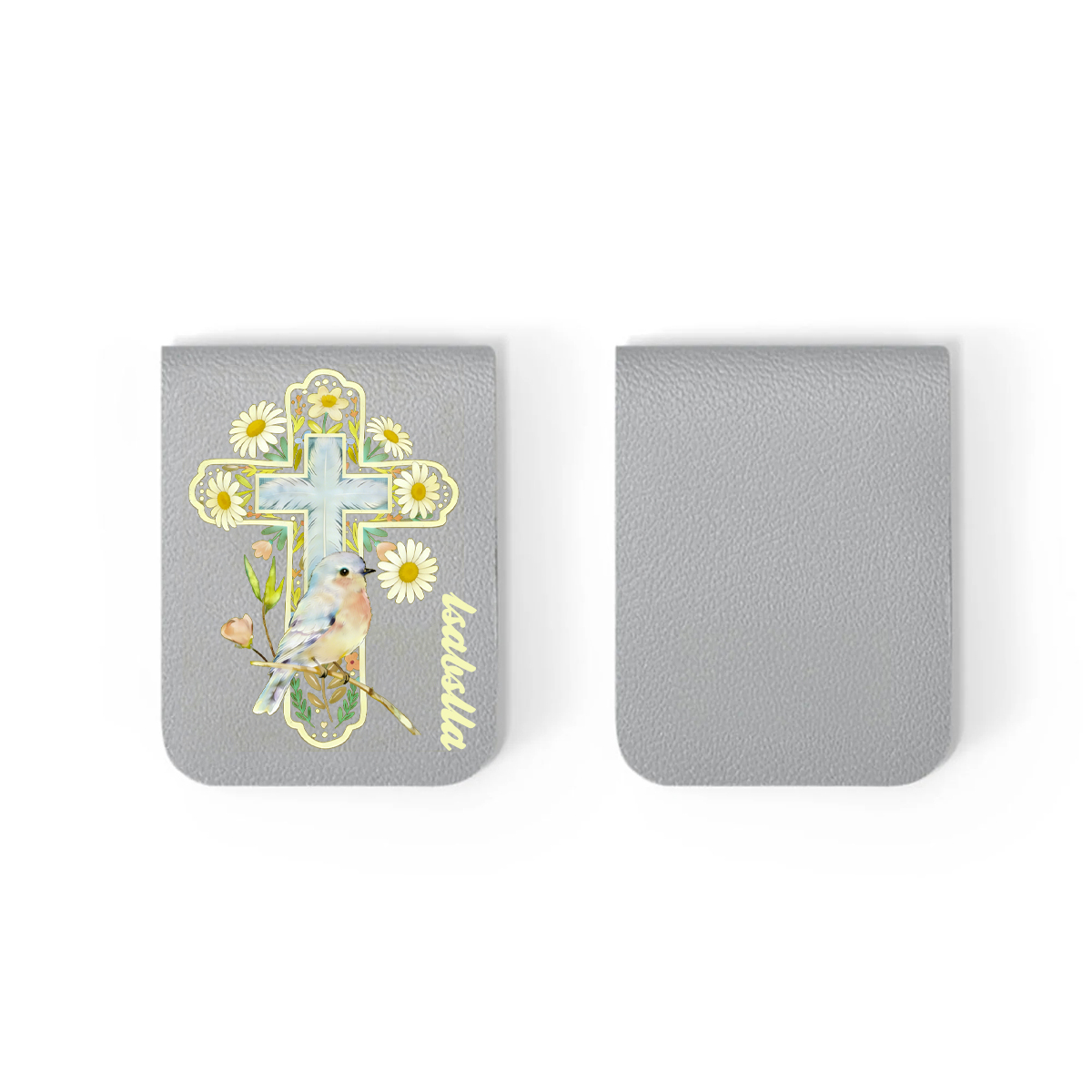 Daffodil Robin Cross Bookmark, Christian Reading Gift, Customizable with Name, Leather Artistic Book Clip Book Lover Gift 