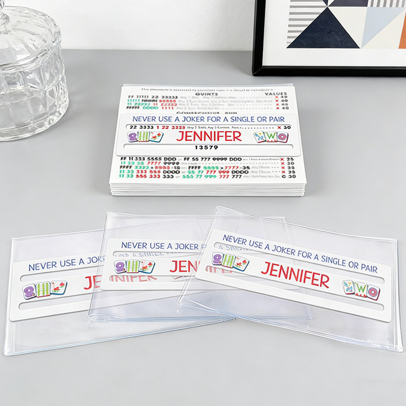 Personalized Mahjong Line Reader and Plastic Sleeve for Large Card National Mahjong League Card Protector Mahjong Line Finder Mahjong Accessories