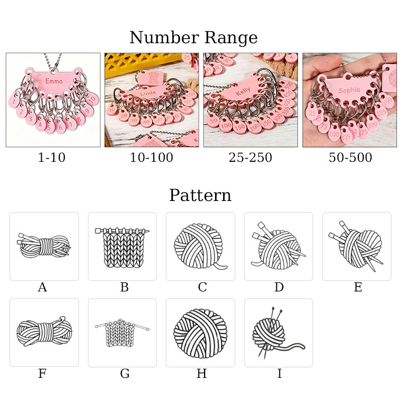 Personalized Removable Plastic Counting Number Stitch Markers Charm with Engraved Name and Holder Birthday Gift for Crochet Knitting Lovers