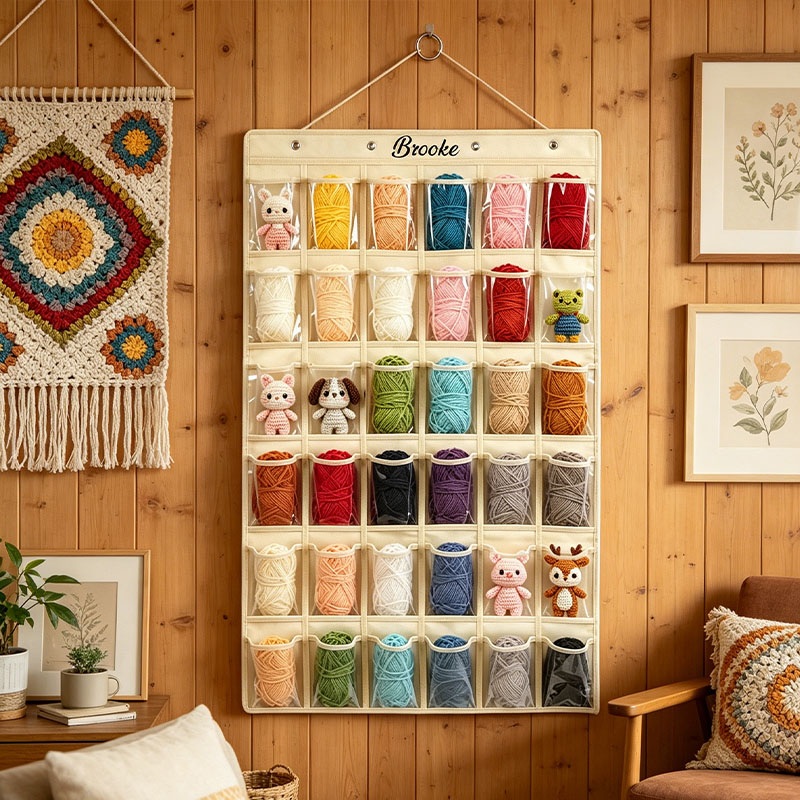 Hanging Yarn Organizer Storage with Clear Pockets Crochet Tool Storage Crochet Showcase