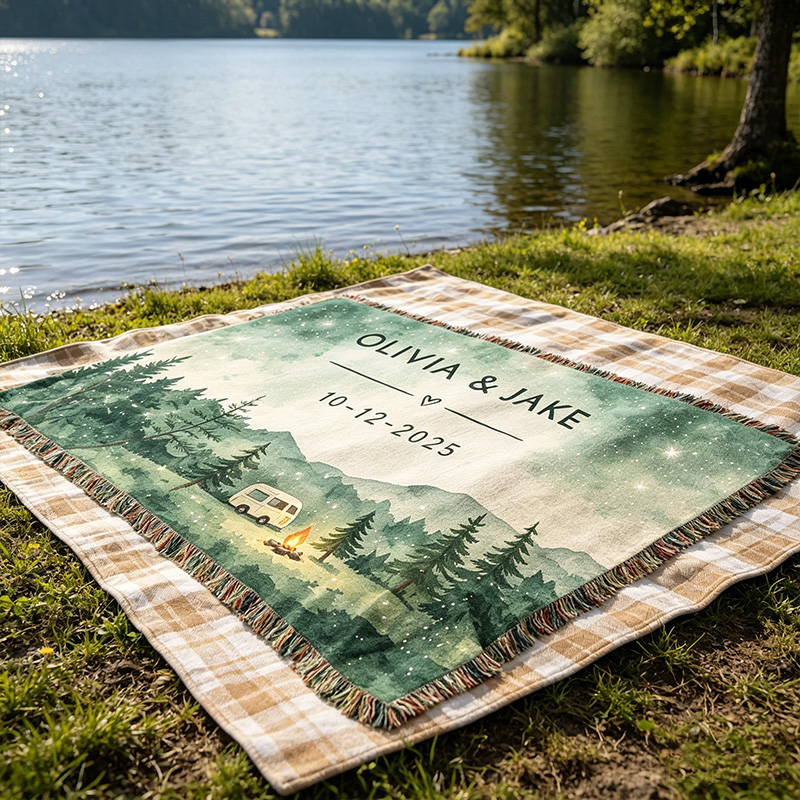 Personalized Couple Blanket with Names Nature Lovers Engagement Gift Adventure Couples Gift Wedding Engagement Couple Gift