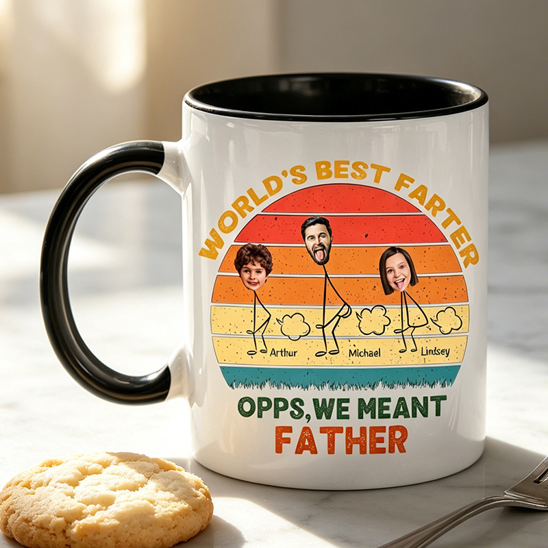 Personalized Words Best Fater Opps We Meant Father Mug Custom 11 oz Ceramic Mug with Kids Photos Father's Day Gifts for Dad