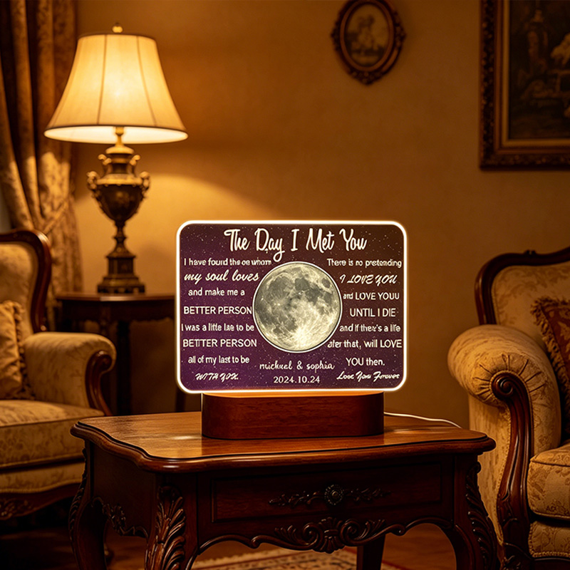 Personalized Our Moon Design Night Light Couple Night Light Gift Moon Night Light Anniversary Gift for Couplr