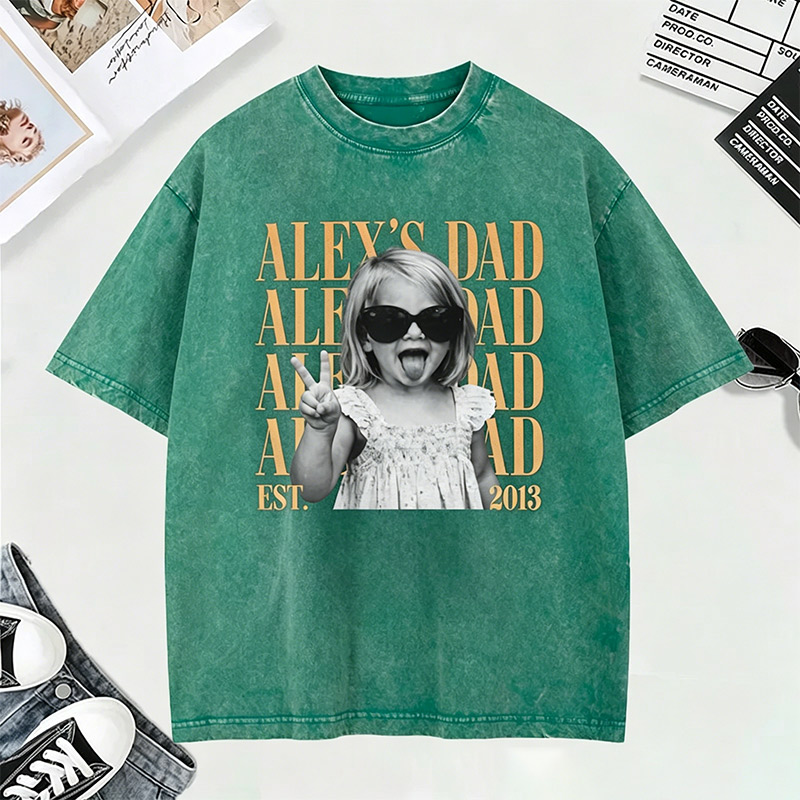Personalized Dad Vintage Photo Shirt Custom Fathers Day Shirt with Kids Photo Funny Dad Shirt Best Dad Ever Shirt New Dad Gift