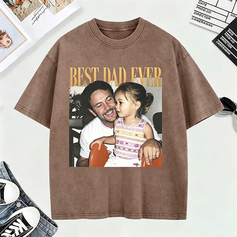 Personalized Photo Dad Comfort Colors Shirt Daddy Picture TShirt Grandpa Gift Custom Portrait Papa Tee Family Gift