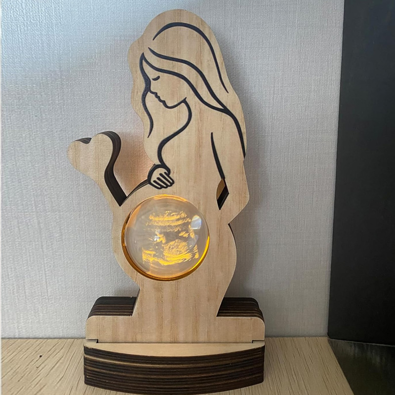 Personalized Baby Ultrasound Photo Frame Sign Customized B-ultrasound Photo 3d Crystal Ball Light Pregnant Wife Gifts From Husband Expecting Mom Gift