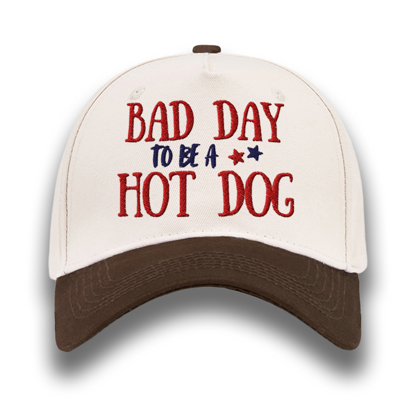 Embroidered Bad Day To Be A Hot Dog Foam Trucker Hat Funny Patriotic Snapback Cap