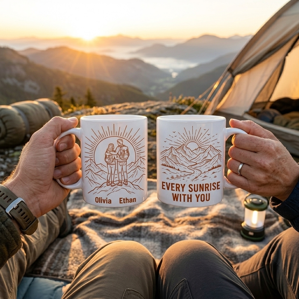 Personalized Every Sunrise with You Couple Mug Gift Personalized Enamel Mug Anniversary Camping Gift Custom Outdoor Coffee Cup Partners for Life
