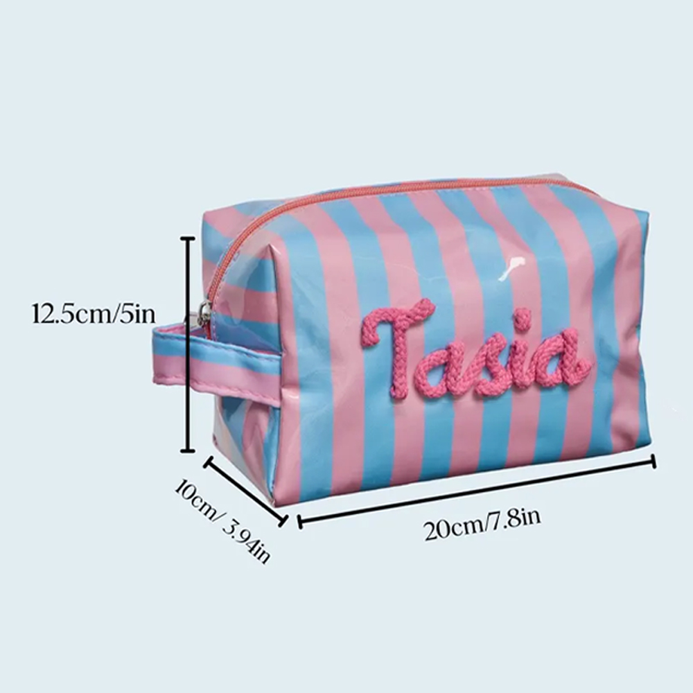 Personalised Waterproof Makeup Bag Name Travel Toiletry Bag Summer Vacation Cosmetic Bag Birthday Gift Gift for Her