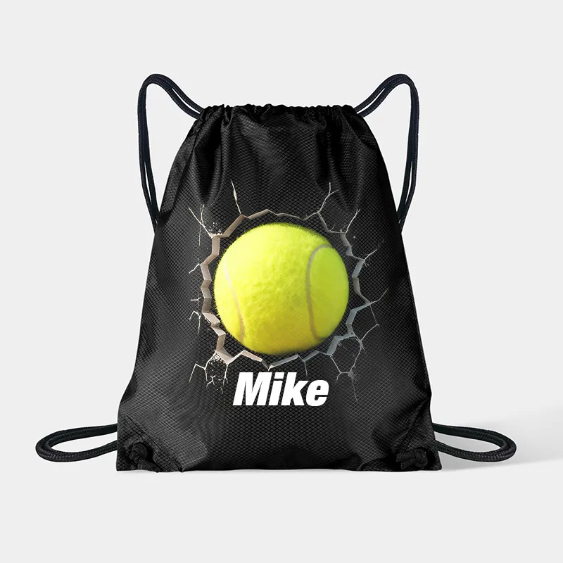 Personalized Soccer, Basketball, Volleyball, and Football Drawstring Backpack with Custom Name and 3D Ball Design