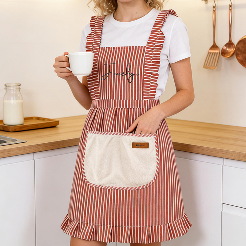  Embroidered Apron Custom Name Apron with Pockets Ruffle Baking Apron Kitchen Apron Chef Cooking Apron Birthday Gifts for Mom