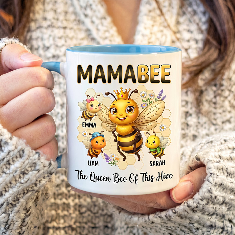 Personalized Mamabee Mug Custom Mug with 1-6 Kids Names Gift Birthday For Mom Mother's Day Christmas Gift