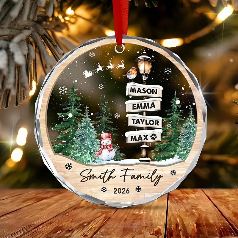 Personalized Family Names Christmas Ornament 2026 Custom Family with Pets Ornaments Family of 3 4 up to 15 Members Christmas Gift for Family