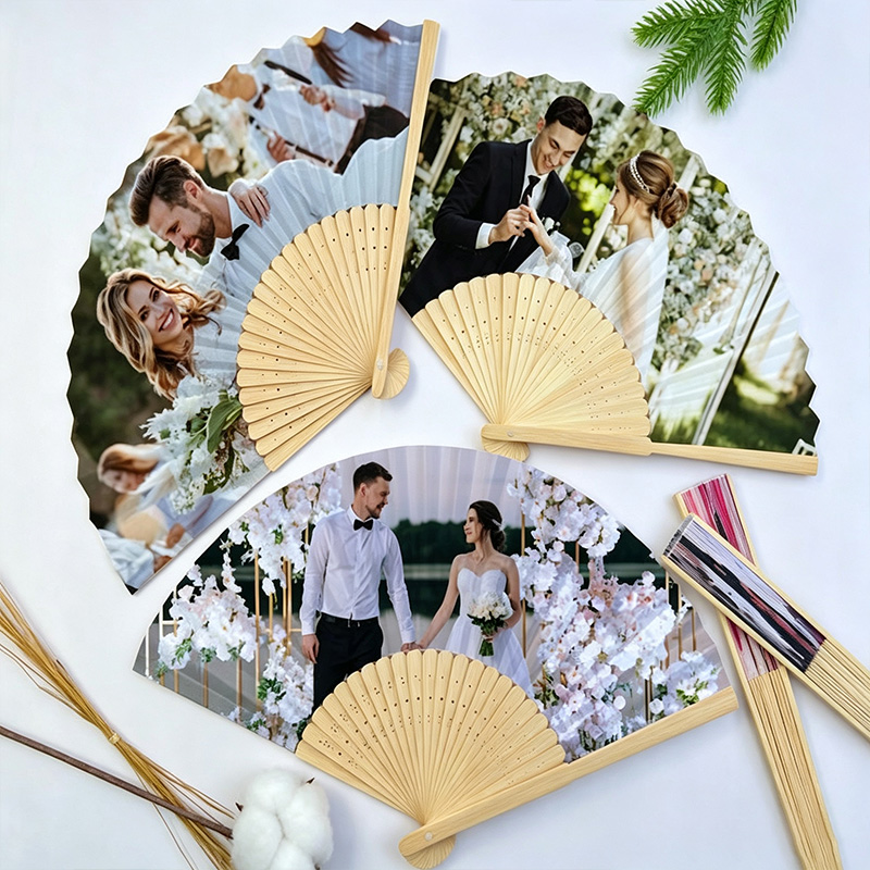 Personalized Over Print Photo Folding Paper Fans Wedding Custom Face Hand Fans for Newlyweds Funny Party Favors for Wedding Bachelorette Couple Summer Gift