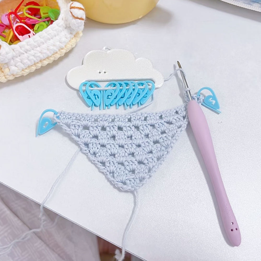 3d Printed Number Stitch Marker Holder and Bag Clip Cast-On Counting Number Stitch Markers for Knitters and Crocheters Raindrops Clouds Stitch Markers