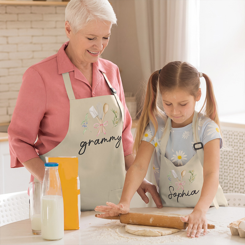 Personalized Mom & Kids Apron Custom Matching Aprons with Pockets Matching Apron Set Mommy and Me Gift 