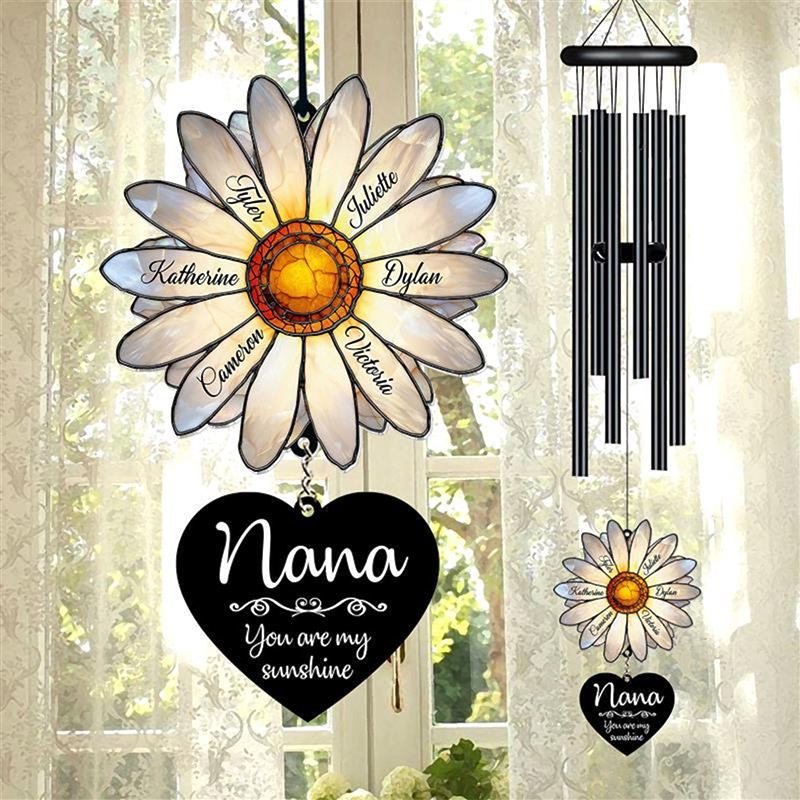 Personalized Nana Daisy Wind Chime You are My Sunshine Custom Grandkids Names Mom Grandma Family Gift