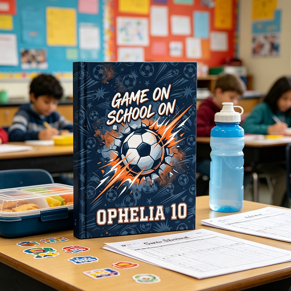Personalized Soccer Notebook Game On School On Custom Name and Number Back to School Gift for Kids