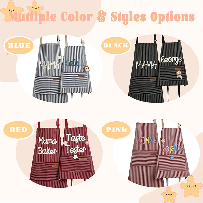 Personalized Mom & Kids Apron Custom Matching Aprons with Pockets Matching Apron Set Mommy and Me Gift 