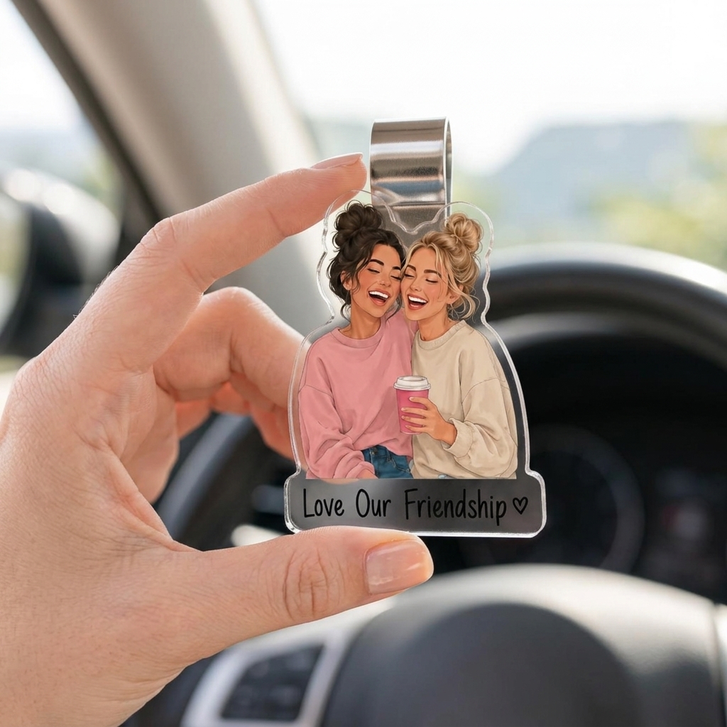 Personalized Bestie Photo Car Visor Clip Custom Clip De Visière De Voiture Bestie Personnalisé Accessoire De Voiture Photo Personnalisé Pour Ami Breloque Amitié BFF