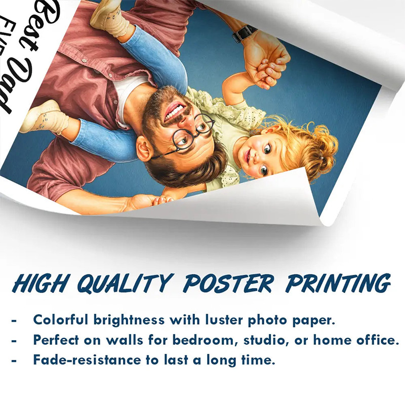 Personalized Photo Caricature I Love You Daddy Custom Poster for Dad Grandpa Family Birthday Gift