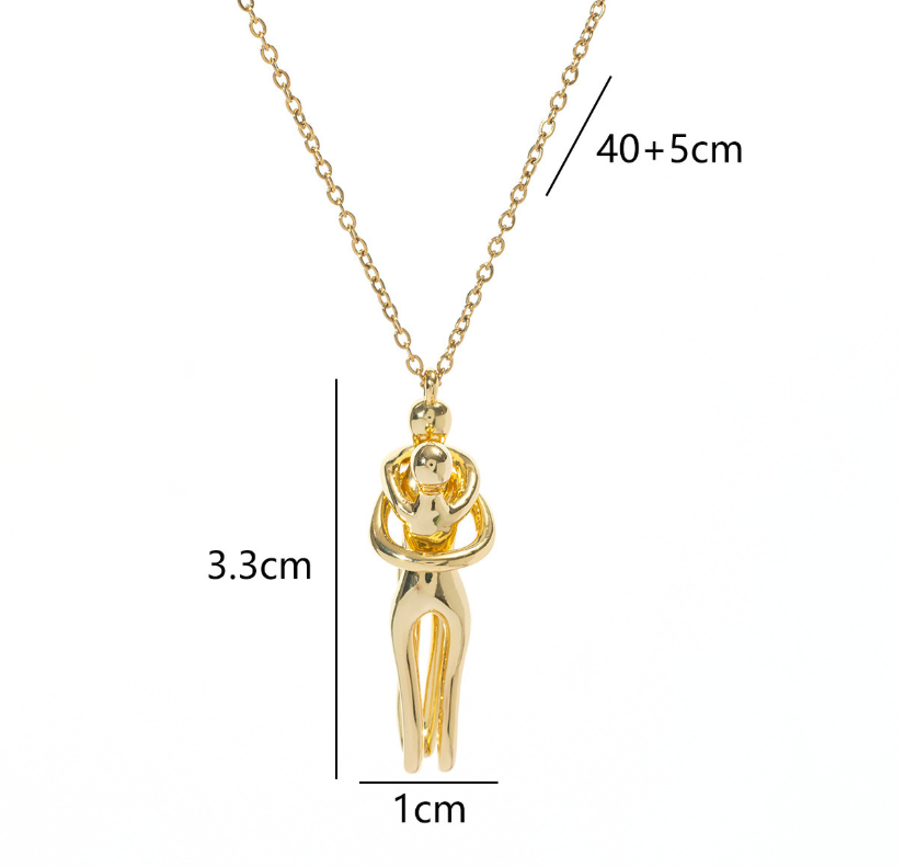 Personalized Personalized Hugging Couple Figure Pendant Necklace Minimalist Abstract Human Shape Jewelry Gift For Lovers Anniversary Valentine Daily Wear Anniversary Gift for Her