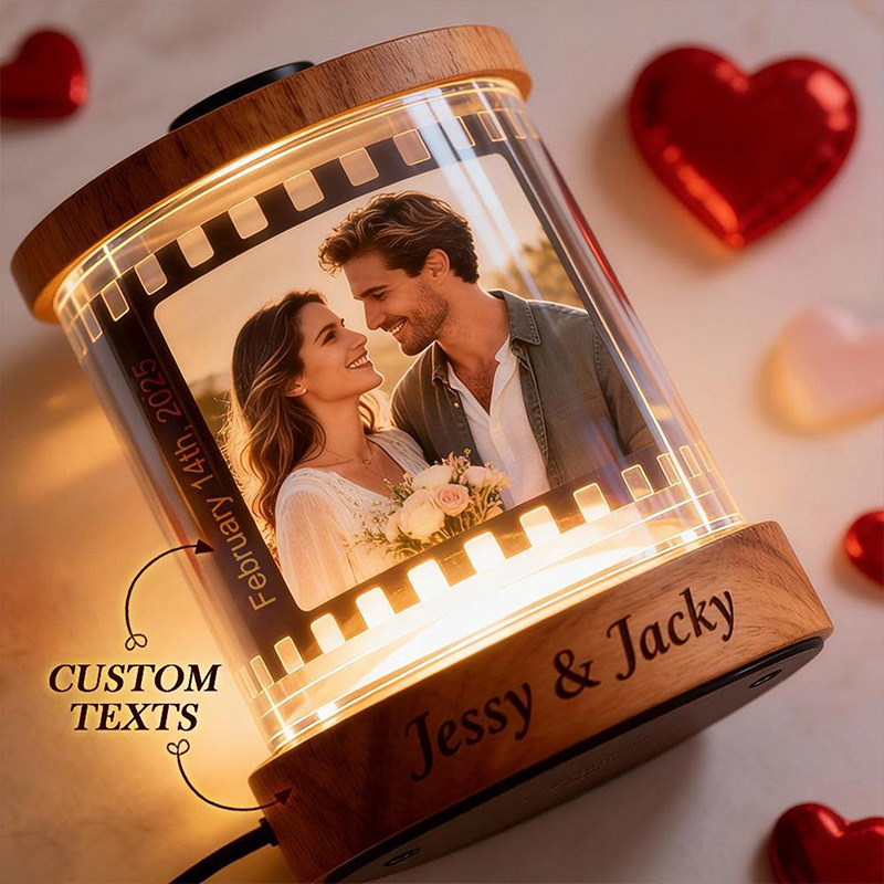 Personalized Film Reel Night Light Engraved Base Custom Valentine’s Day Gift for Him Her Couple Gift Unique Wedding Anniversary Keepsake