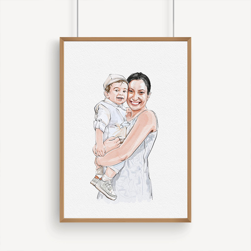 Personalized Hand-Drawn Painting from photo Custom Watercolor Family Portrait from photo Mother Father Gift from Daugther
