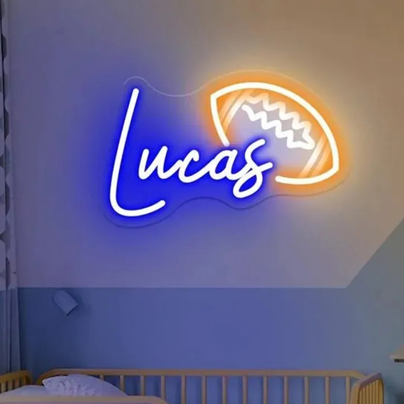 Personalized Football Neon Sign with Custom Name for Bedrooms or Game Rooms