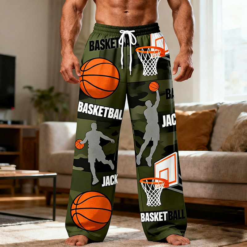 Personalized Basketball Themed Design Lounge Pants with Custom Name for Players and Enthusiasts