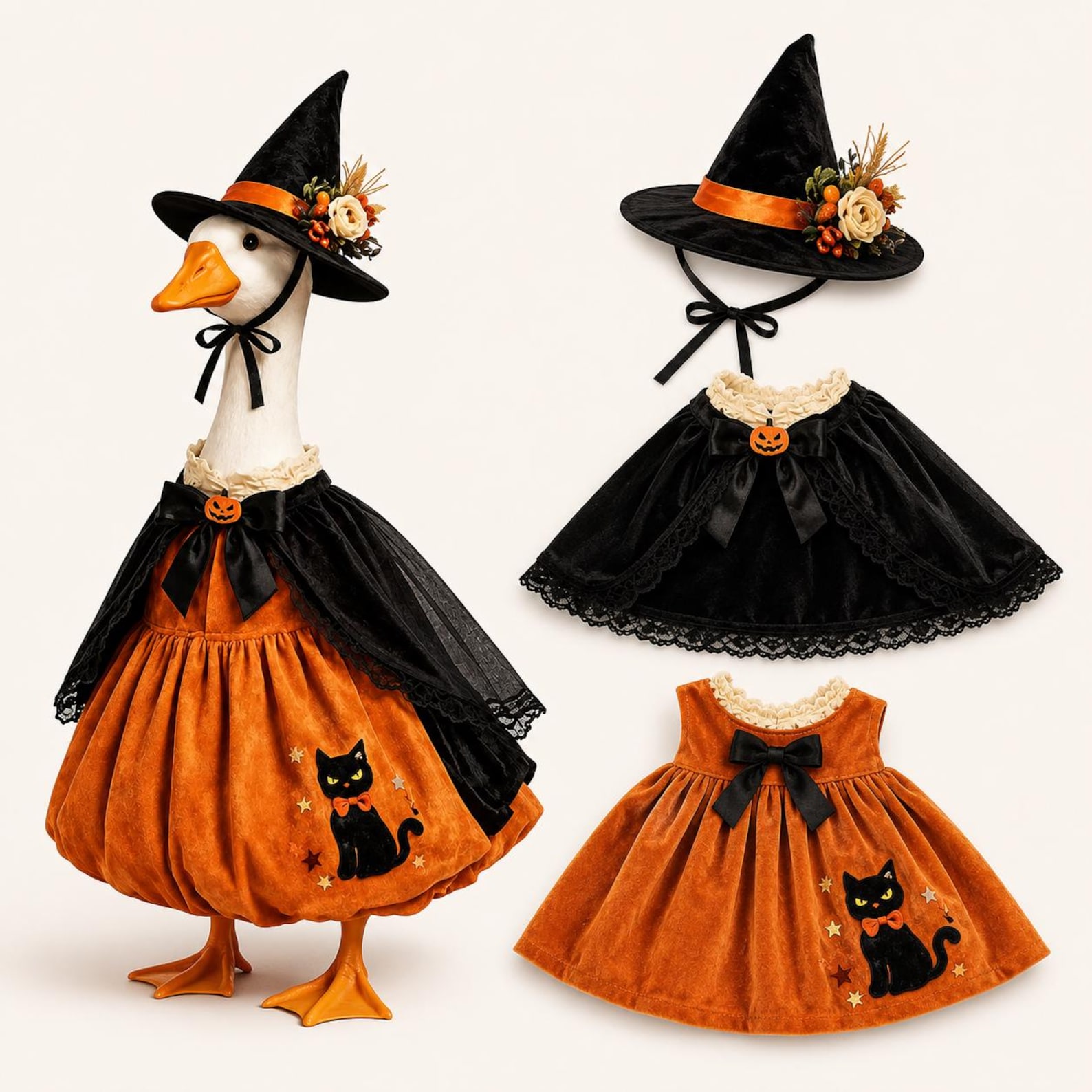 Witch Gardener Goose Outfit 23 Inch Porch Goose Costume Halloween Porch Decorations