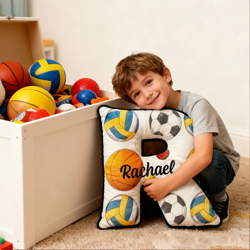 Personalized Sports Letter Pillow for Kids with Custom Name and Sports Design