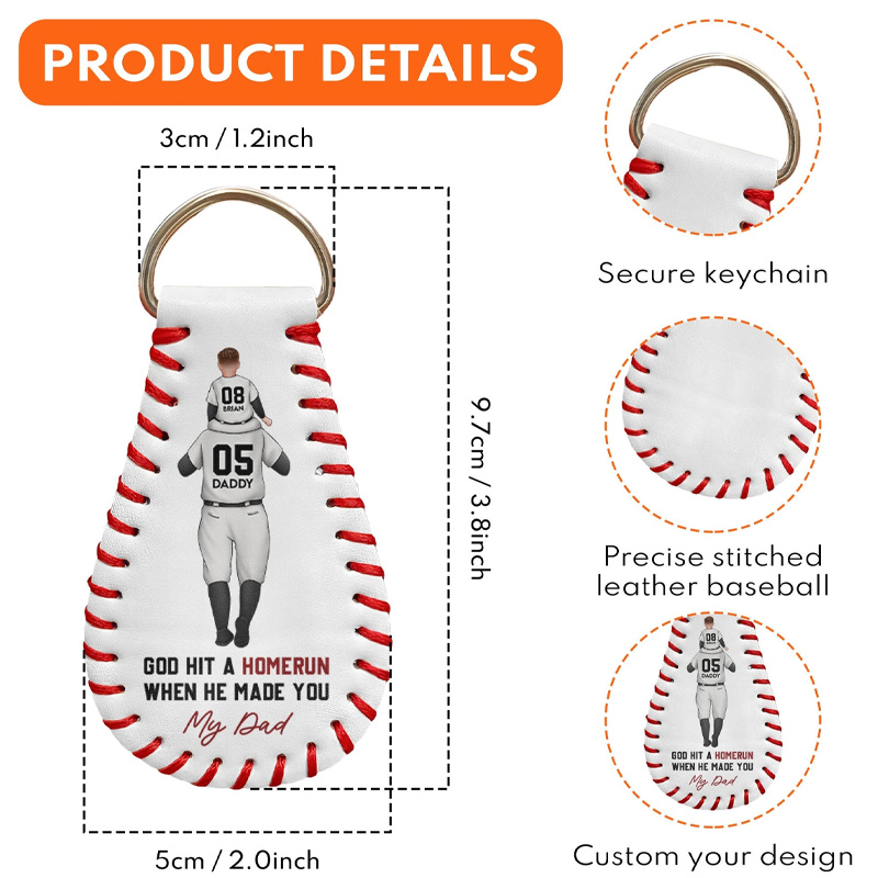 Personalized Baseball Keychain with "God Hit a Homerun" Quote and Custom Details 