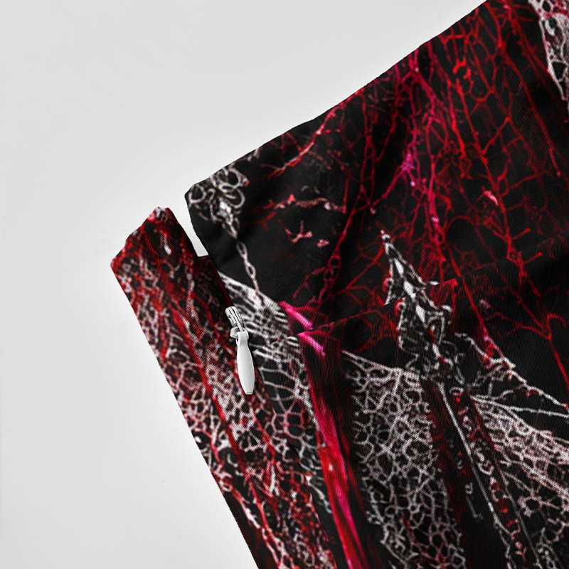 Gothic Maxi Dress Gothic Red Spider Web Rose Print Tie Shoulder Strap Flowy Maxi Dress