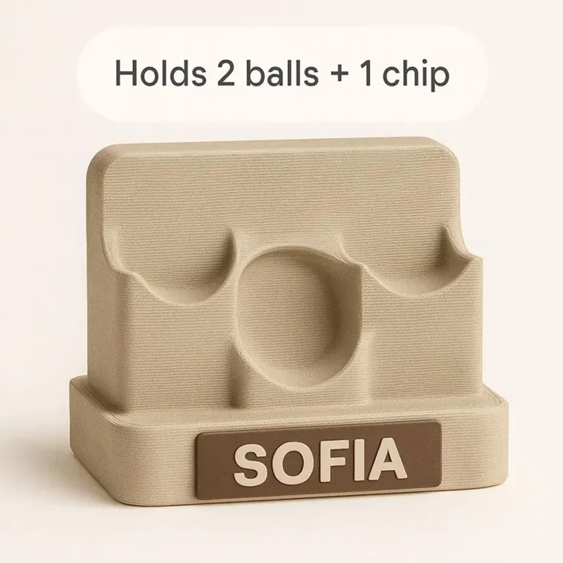 Personalized Golf Ball Poker Chip Display 3D Printed Name Desk Holder Gift for Golf Lovers