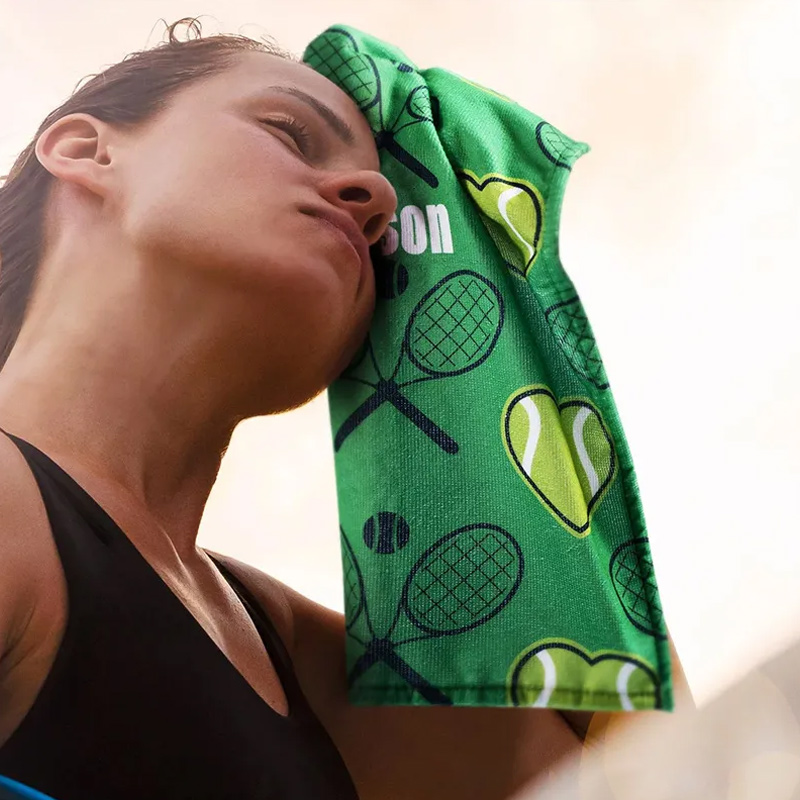 Personalized Heart Tennis Racket Soft Absorbant Towel with Name Sport Accessories Gift for Tennis Player