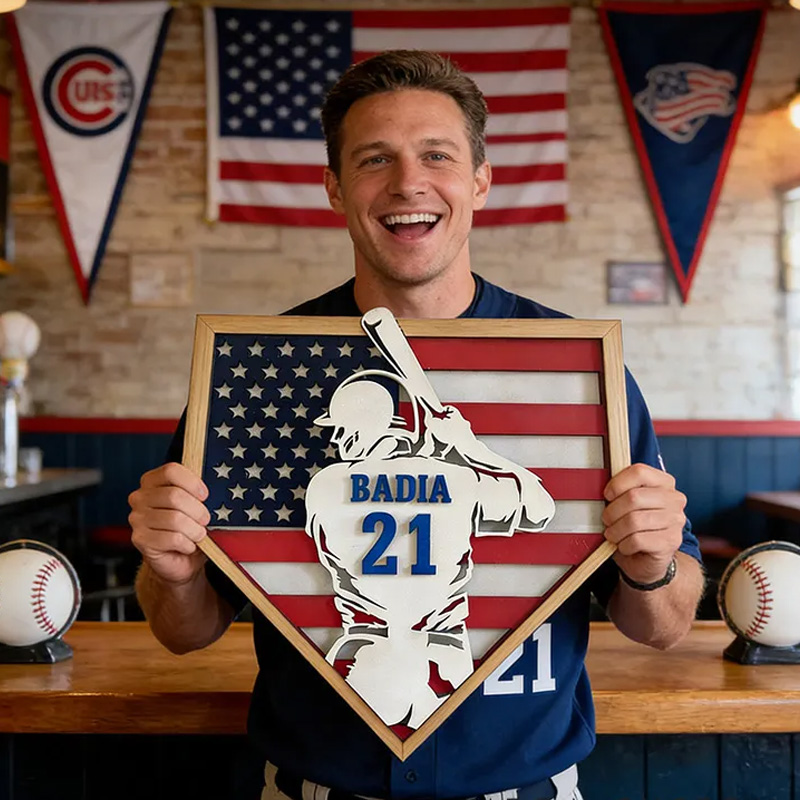 Personalized Baseball Name Sign 3D Baseball Plaque Gift for Baseball Lovers