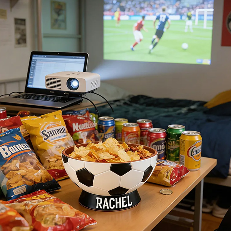 Personalized 3D printed Soccer Ball Snack Bowl with Custom Name TV Snack Bowl Match Day Gift for Football Fans Sports Lover Gift Dad Gift