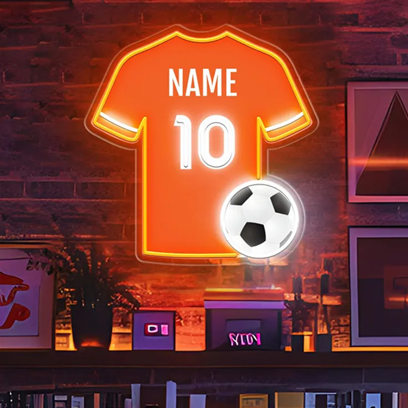 Personalized LED Soccer Jersey Neon Sign with Custom Name and Number for Soccer Enthusiast
