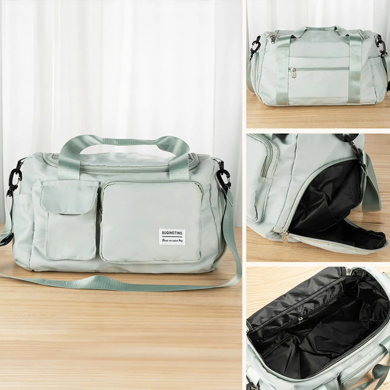 Personalized Cheerleader Silhouette Multi-Compartment Large Travel Bag with Name and Shoulder Strap Cheerleading Gift for Women Girls