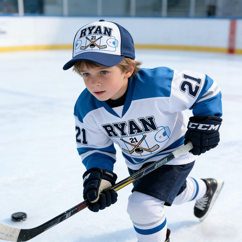 Personalized Hockey Cap with Custom Name and Number Design