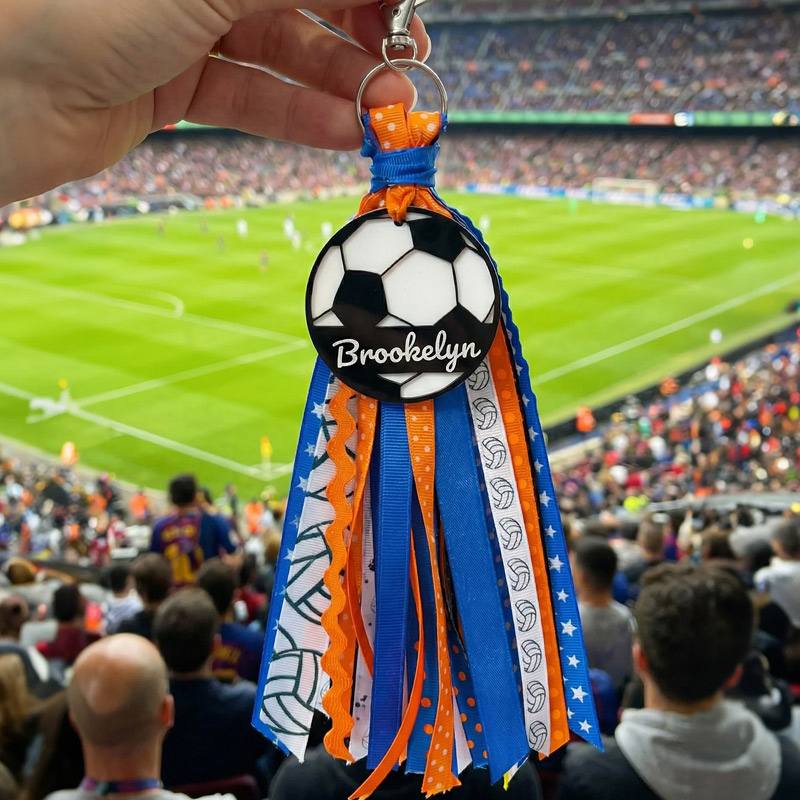 Personalized Sport Tassel Bag Tag with Name Custom Keychain Gift for Volleyball Basketball Soccer Players & Fans