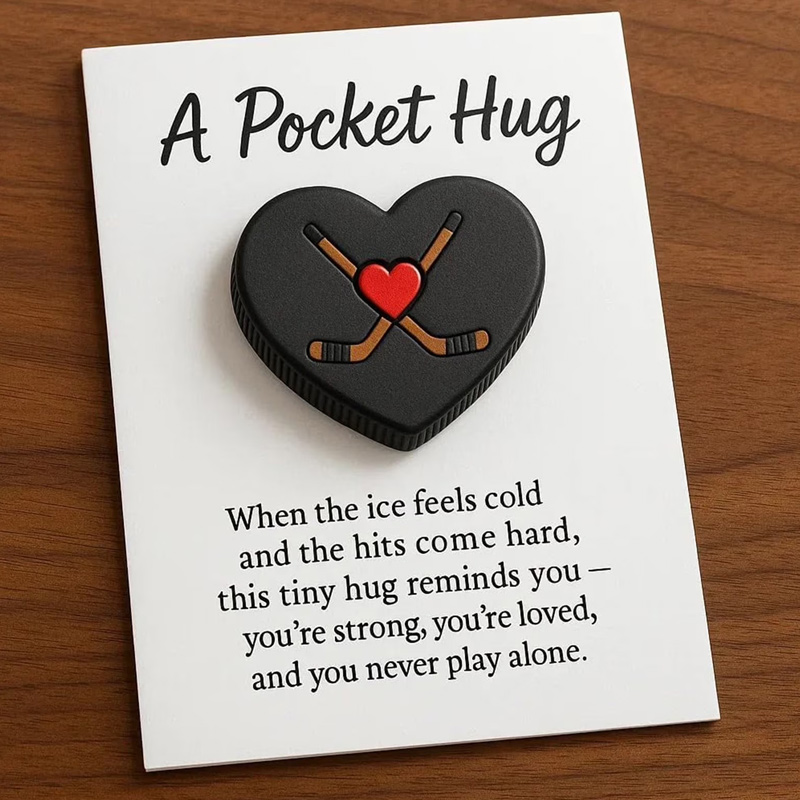 Personalized Sports PU Heart Pocket Hug Token with Greeting Card Custom Ball Style