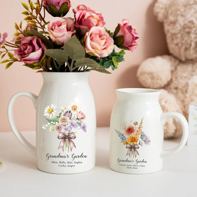 Personalized Grandma's Garden Vase Family Birth Flower Vase for Nanny Grandma Mom Mother's Day Gift from Grandkids