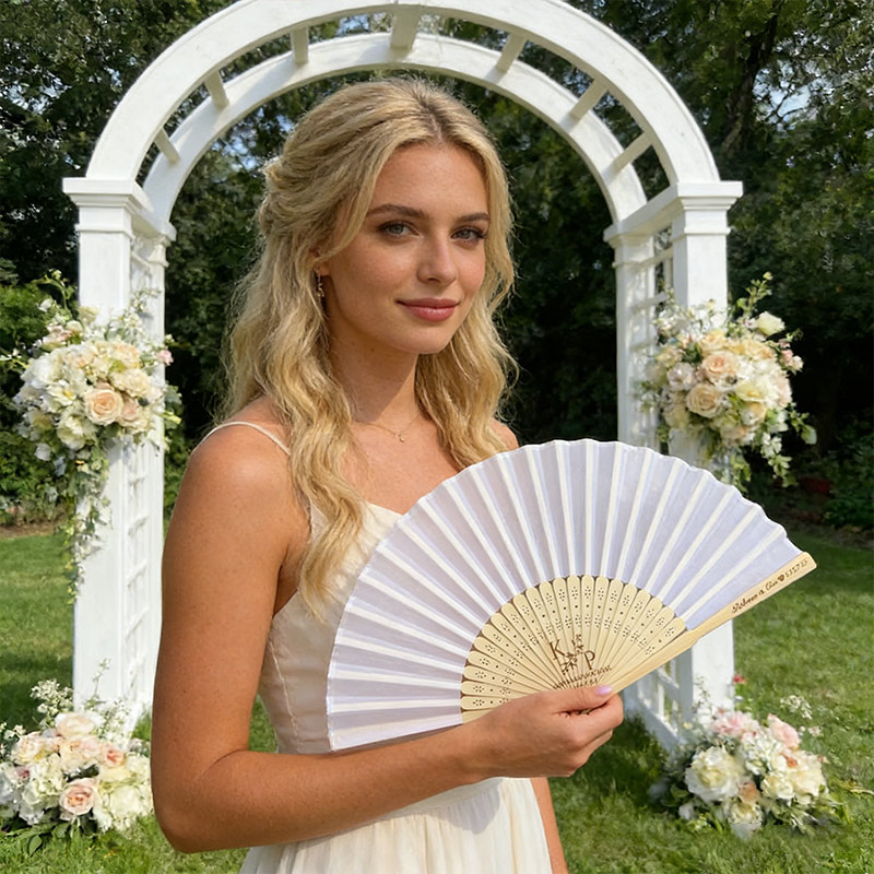 Personalized Wedding Favour Fans White Cloth Fabric Fans Bridesmaid Gifts Party Favors Groomsman Gifts Favours for Guests Bridal Shower Fans
