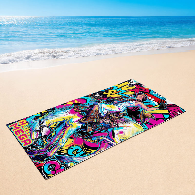 Personalized Colorful Graffiti Pop Art Beach Towel Custom Name Street Art Towel Bold Bath & Pool Towel