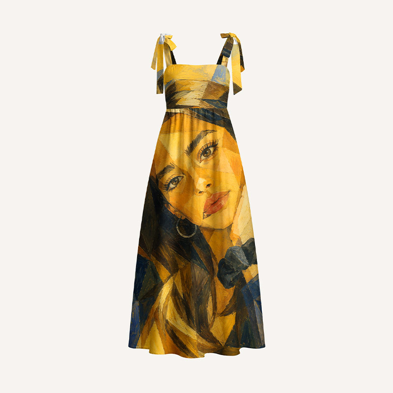 Personalized Oil Painting Photo Maxi Dress Custom Image Gift for Summer