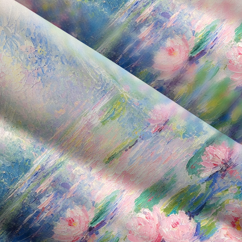 Oil Painting Water Lily Printed Maxi Dress