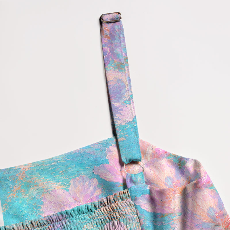 Oil Painting Pink Floral Impressionist Printed Maxi Dress